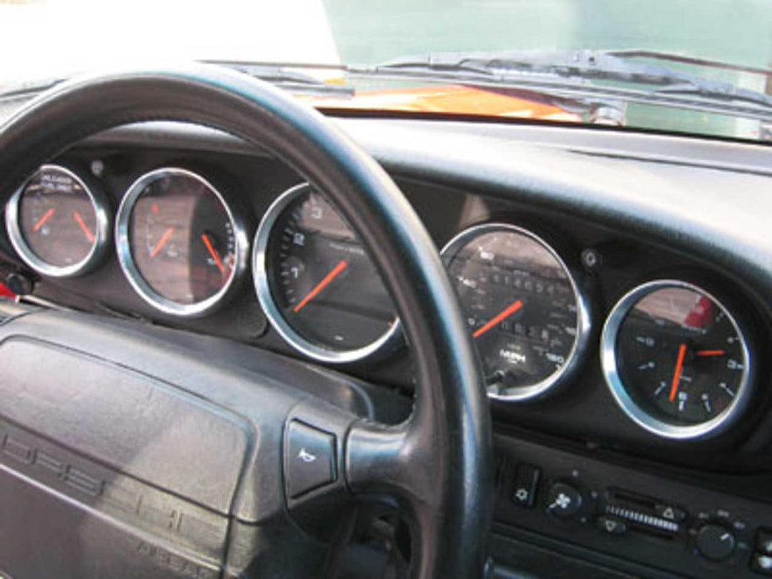 Rennline Instrumentenringe / Gauge Bezels – CNC-gefräst aus Billet-Aluminium oder handgelegter Carbonfaser – Porsche 911/912/930/964/993 (1965–1998)