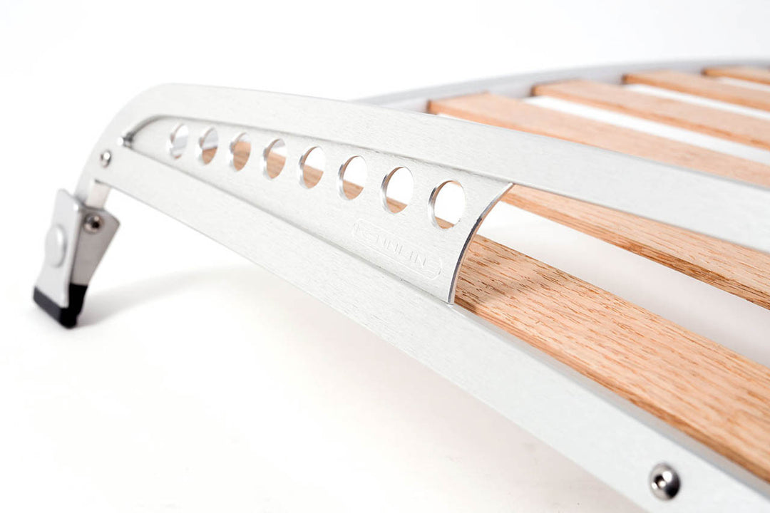Rennline Vintage Dachträger (CNC) für Porsche 911/912/930/964/993 (1965–1998) – 6061 Aluminium & Eichenholz-Lamellen – Clear Anodized oder Schwarz