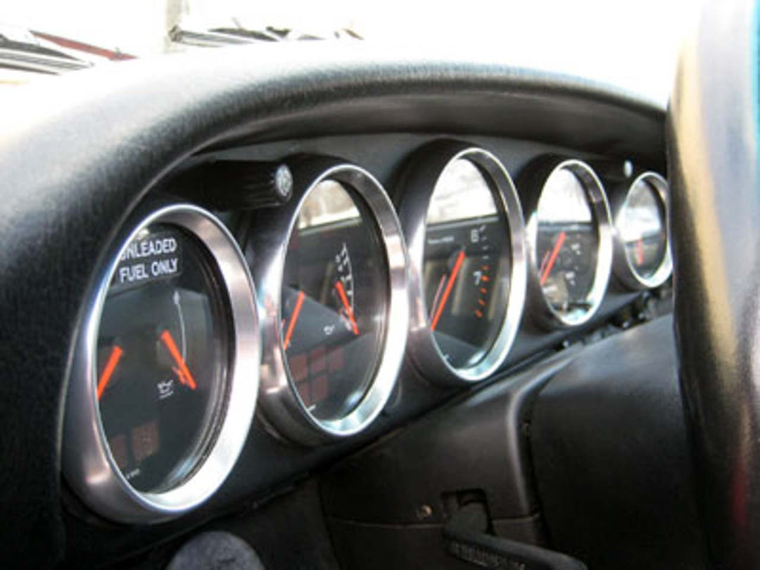 Rennline Instrumentenringe / Gauge Bezels – CNC-gefräst aus Billet-Aluminium oder handgelegter Carbonfaser – Porsche 911/912/930/964/993 (1965–1998)