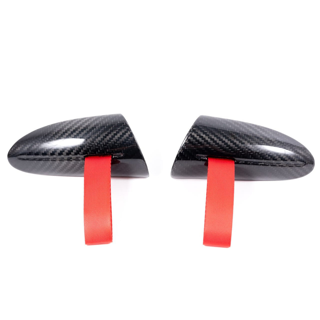 Rennline RS Door Strap Conversion (GT3RS-Style Door Pulls) – Carbon Bezel + Edelstahl-Hardware – Porsche 987/997 Coupé (LHD) – Zugband-Farbe wählbar – Set (links & rechts)