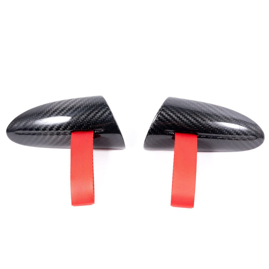 Rennline RS Door Strap Conversion (GT3RS-Style Door Pulls) – Carbon Bezel + Edelstahl-Hardware – Porsche 987/997 Coupé (LHD) – Zugband-Farbe wählbar – Set (links & rechts)