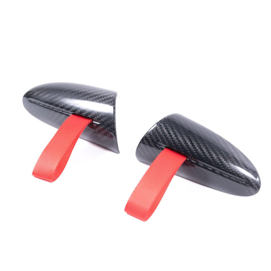 Rennline RS Door Strap Conversion (GT3RS-Style Door Pulls) – Carbon Bezel + Edelstahl-Hardware – Porsche 987/997 Coupé (LHD) – Zugband-Farbe wählbar – Set (links & rechts)