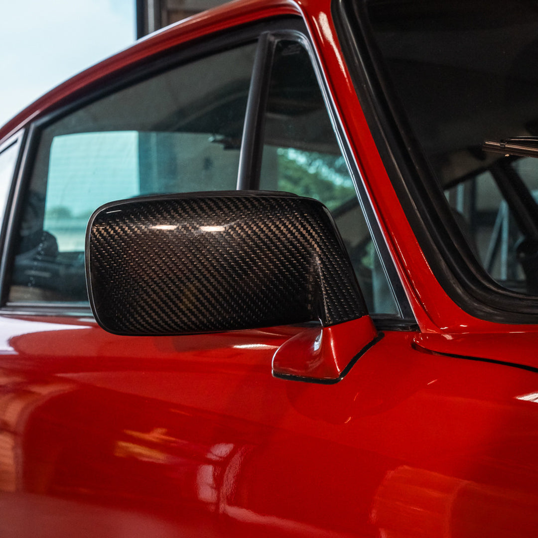 Rennline Carbon-Spiegelgehäuse „Flag Mirrors“ aus Carbonfaser (Satz links/rechts) – Porsche 911 G-Modell (1974–1989) – Plug & Play