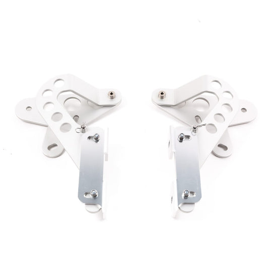 Rennline verstellbare Front-Haubenscharniere – Porsche 911/912/930 (1965–1989) – Billet Aluminium, klar eloxiert, inkl. Hardware (Satz)