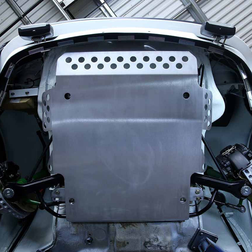 Rennline Aluminium Unterfahrschutz / Skid Plate – Porsche 911/912/930 (1969–1989) – schützt Tank, Pumpe & Lenkung, Montage ohne Bohren