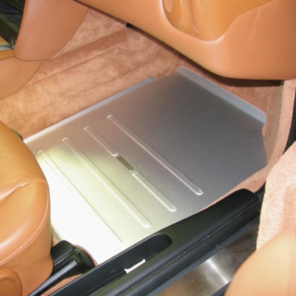 Rennline Track Mat Set (Fahrer & Beifahrer) – eloxiertes Aluminium – Porsche 996 / 986 Boxster (LHD, 1999–2004) – Schwarz oder Silber