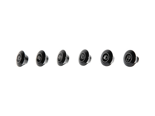 Rennline Billet Dash Knobs – Armaturenbrett-Knöpfe (Auswahl) – schwarz eloxiert & graviert – Porsche 911/912/914 (1965–1989)