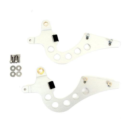 Rennline verstellbare Heckdeckel-Scharniere – Porsche 911/912/930 mit 65–89 Deckel (1965–1989) – 2-teiliges Billet-Aluminium, klar eloxiert (Satz)