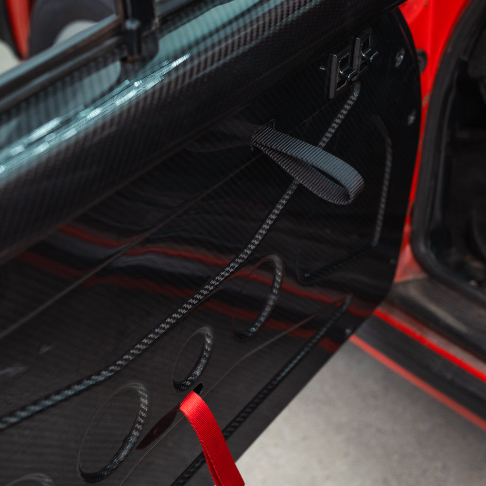 Rennline Carbon RS Türverkleidungen – Door Panel Conversion (Vollcarbon, X-Prägung, inkl. Hardware) – Porsche 911/964 (1974–1994)