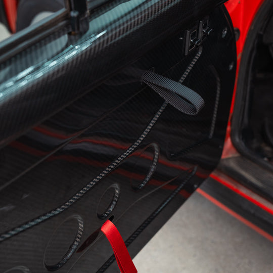 Rennline Carbon RS Türverkleidungen – Door Panel Conversion (Vollcarbon, X-Prägung, inkl. Hardware) – Porsche 911/964 (1974–1994)