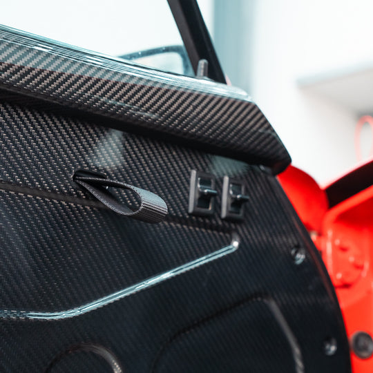 Rennline Carbon RS Türverkleidungen – Door Panel Conversion (Vollcarbon, X-Prägung, inkl. Hardware) – Porsche 911/964 (1974–1994)