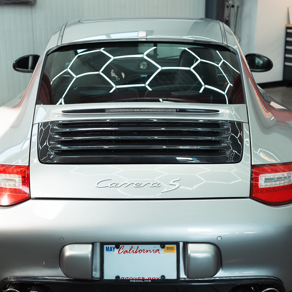 Rennline Carbon Heckklappen-Lamellen (Decklid Louvers) – Porsche 997.1/997.2 Carrera – OEM-Befestigungspunkte – ersetzt OEM 99751224103