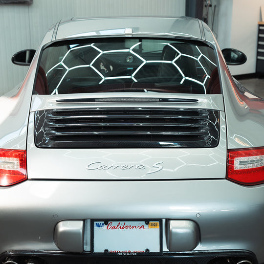 Rennline Carbon Heckklappen-Lamellen (Decklid Louvers) – Porsche 997.1/997.2 Carrera – OEM-Befestigungspunkte – ersetzt OEM 99751224103