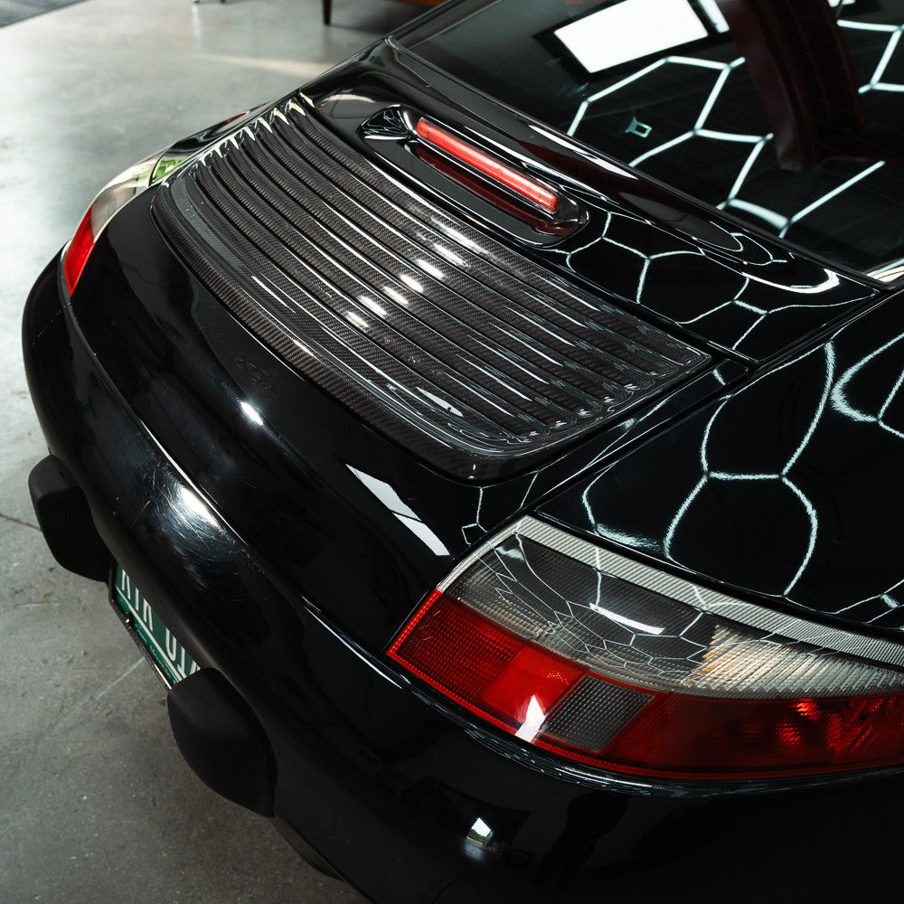 Rennline Carbon Heckklappen-Lamellen (Decklid Louvers) – Porsche 996.1/996.2 C2/C4/C4S/Targa – ersetzt OEM 99651224001