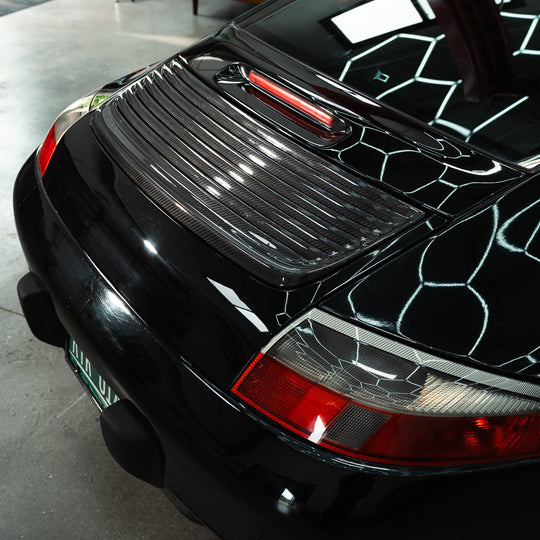 Rennline Carbon Heckklappen-Lamellen (Decklid Louvers) – Porsche 996.1/996.2 C2/C4/C4S/Targa – ersetzt OEM 99651224001
