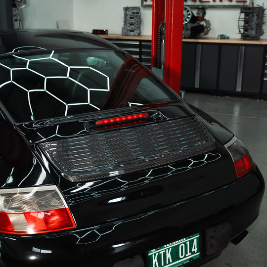Rennline Carbon Heckklappen-Lamellen (Decklid Louvers) – Porsche 996.1/996.2 C2/C4/C4S/Targa – ersetzt OEM 99651224001