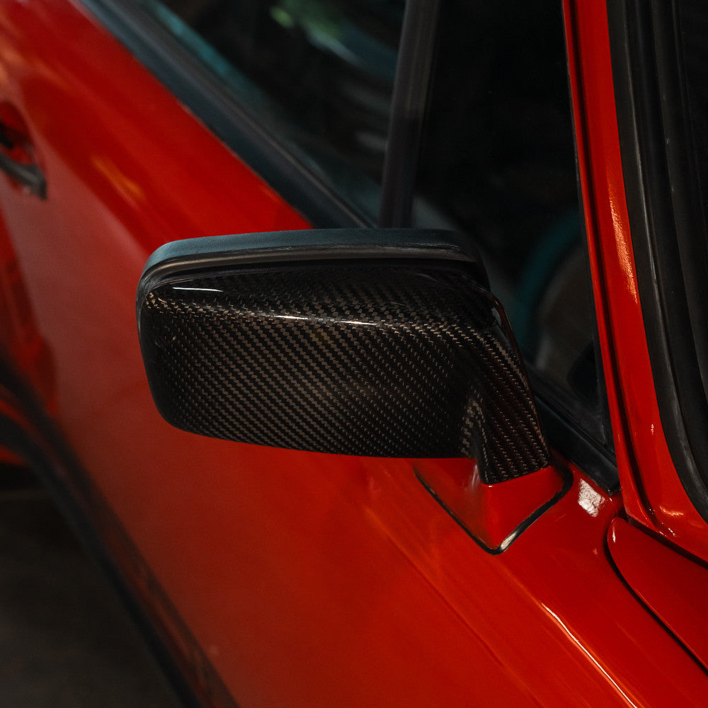 Rennline Carbon-Spiegelgehäuse „Flag Mirrors“ aus Carbonfaser (Satz links/rechts) – Porsche 911 G-Modell (1974–1989) – Plug & Play