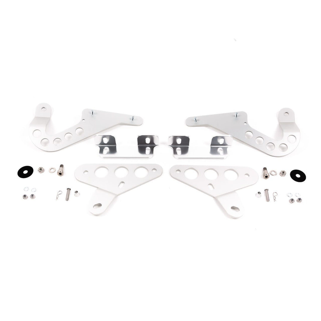 Rennline verstellbare Front-Haubenscharniere – Porsche 911/912/930 (1965–1989) – Billet Aluminium, klar eloxiert, inkl. Hardware (Satz)