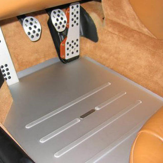 Rennline Track Mat Set (Fahrer & Beifahrer) – eloxiertes Aluminium – Porsche 996 / 986 Boxster (LHD, 1999–2004) – Schwarz oder Silber