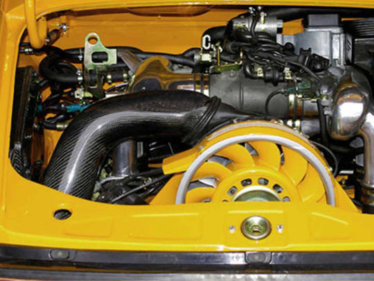 Rennline RS Carbon Heater Duct (Blower-Motor-Bypass) – Carbon, „No Plate“ – Porsche 964/993 (außer 1995, nicht Turbo)