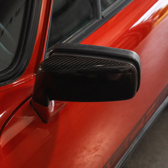 Rennline Carbon-Spiegelgehäuse „Flag Mirrors“ aus Carbonfaser (Satz links/rechts) – Porsche 911 G-Modell (1974–1989) – Plug & Play