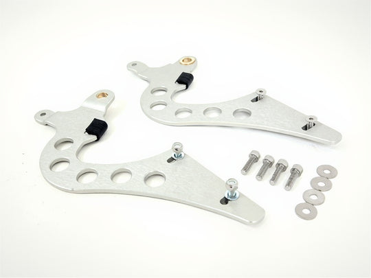 Rennline verstellbare Heckdeckel-Scharniere – Porsche 911/912/930 mit 65–89 Deckel (1965–1989) – 2-teiliges Billet-Aluminium, klar eloxiert (Satz)