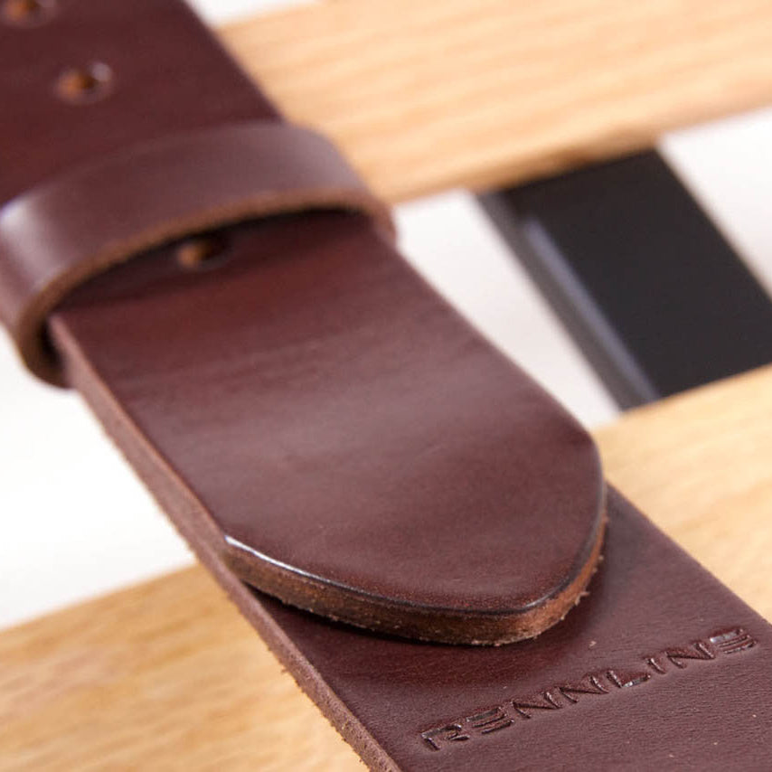 Rennline Vintage Leder-Gepäckträger-Riemen (Paar) für Dachträger – Echtleder, Edelstahl-Schnallen & D-Ringe, verstellbar 40–65"