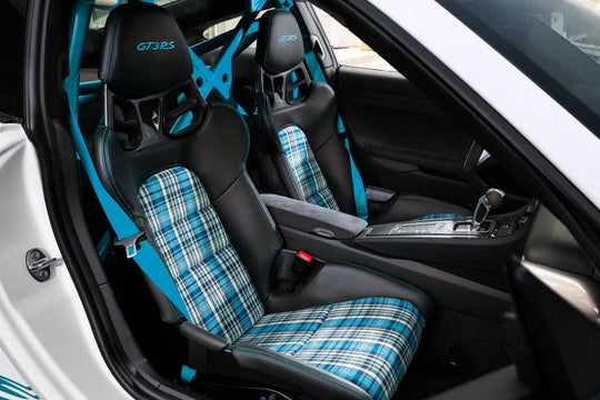 Bezüge Sitz Inlays Madras blau für Porsche Schalensitze 918, 991, 992, 981, GT3, GT4