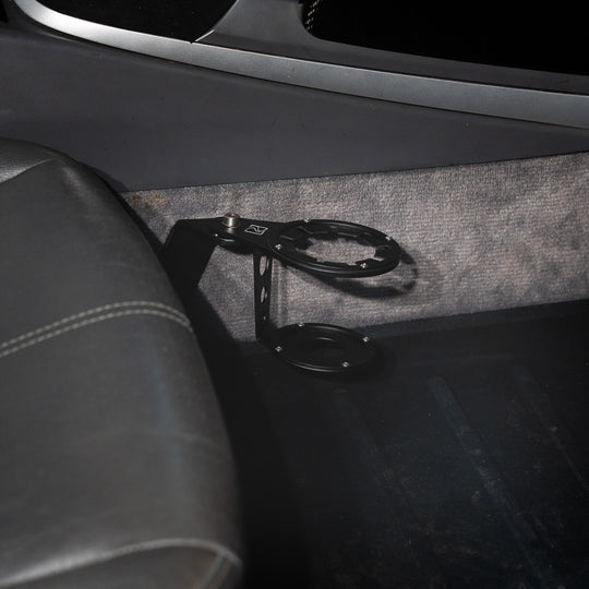 Rennline verstellbarer Getränkehalter Sitzmontage – Porsche 996/986/997/987 – Aluminium – LHD Beifahrerseite