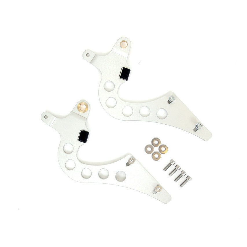 Rennline verstellbare Heckdeckel-Scharniere – Porsche 911/912/930 mit 65–89 Deckel (1965–1989) – 2-teiliges Billet-Aluminium, klar eloxiert (Satz)