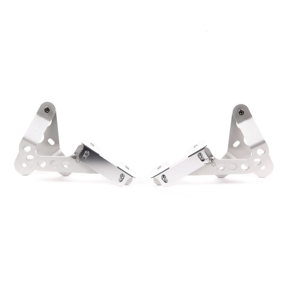 Rennline verstellbare Front-Haubenscharniere – Porsche 911/912/930 (1965–1989) – Billet Aluminium, klar eloxiert, inkl. Hardware (Satz)